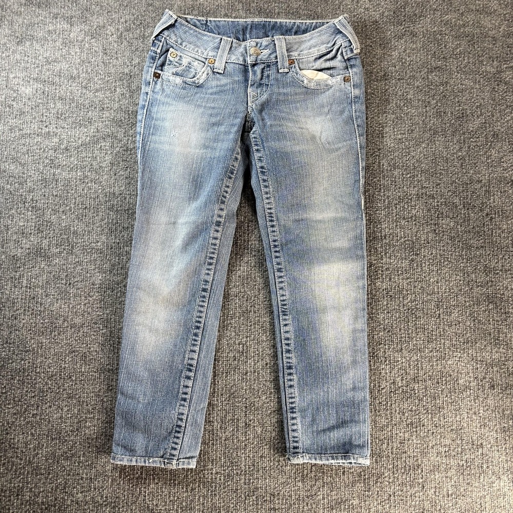 True Religion Julie Jeans Womens 26‎ Blue Light Wash Straight Distressed 26x27